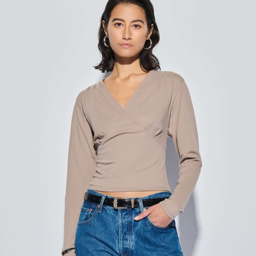 Nation LTD Andy Top Long Sleeve NWT Medium Mushroom Tan